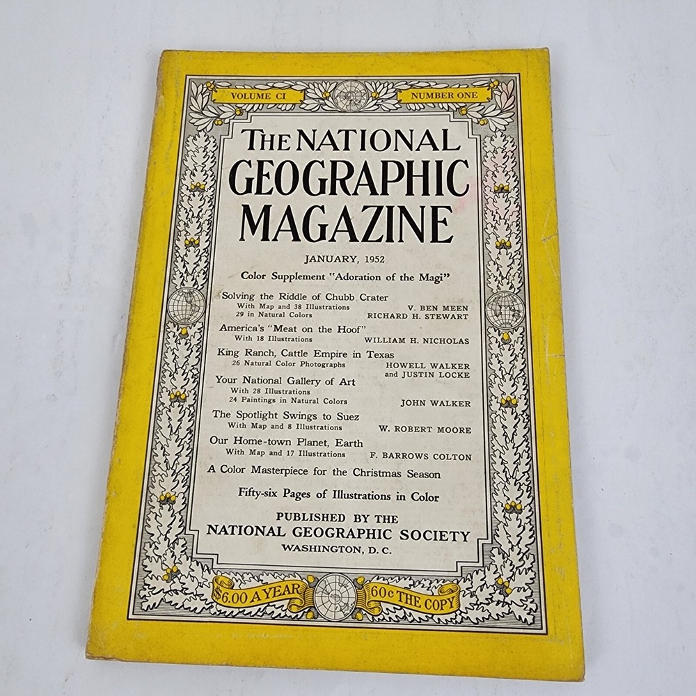 National Geographic Magazine January 1952 No Map